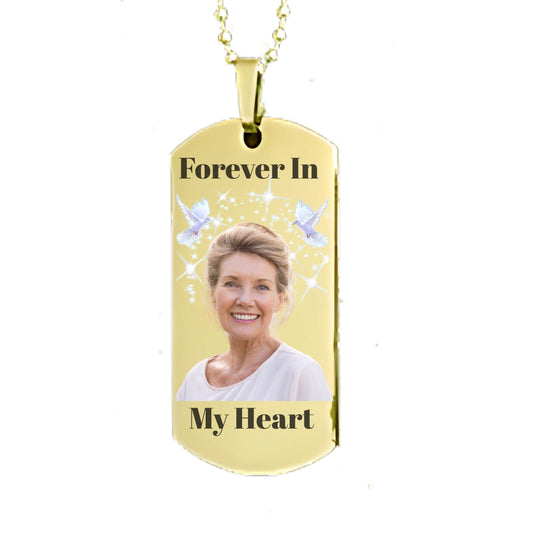 Gold Dog Tag Memorial Necklace Custom Keepsake Pendant