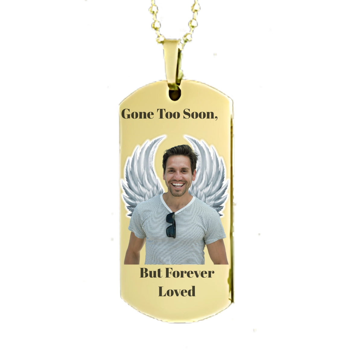 Gold Dog Tag Memorial Necklace Custom Keepsake Pendant