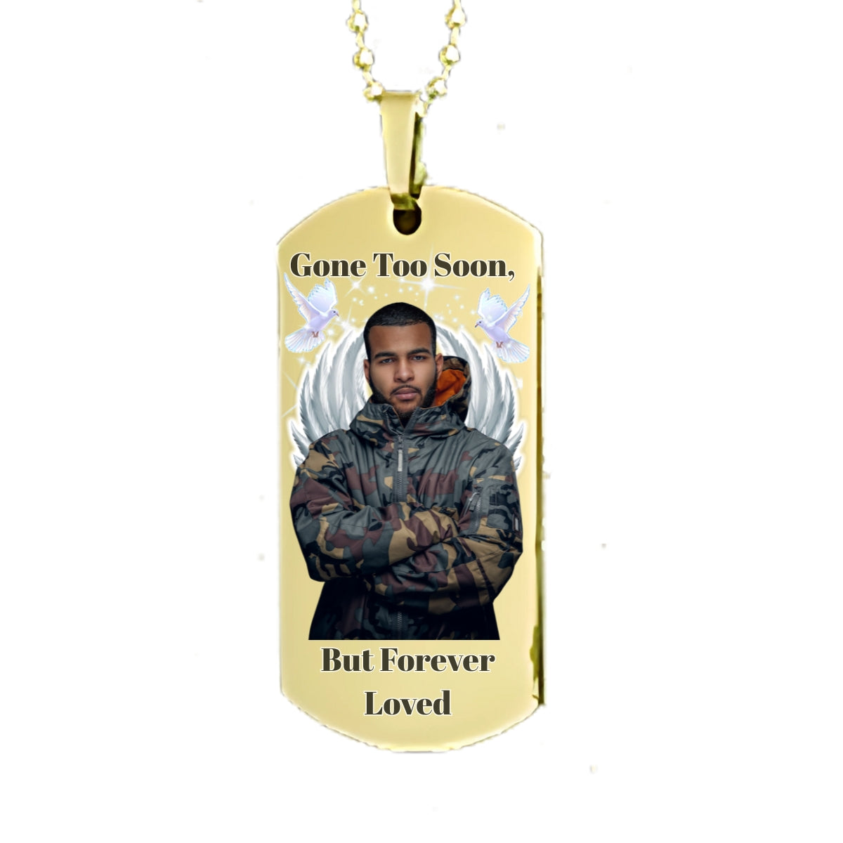 Gold Dog Tag Memorial Necklace Custom Keepsake Pendant