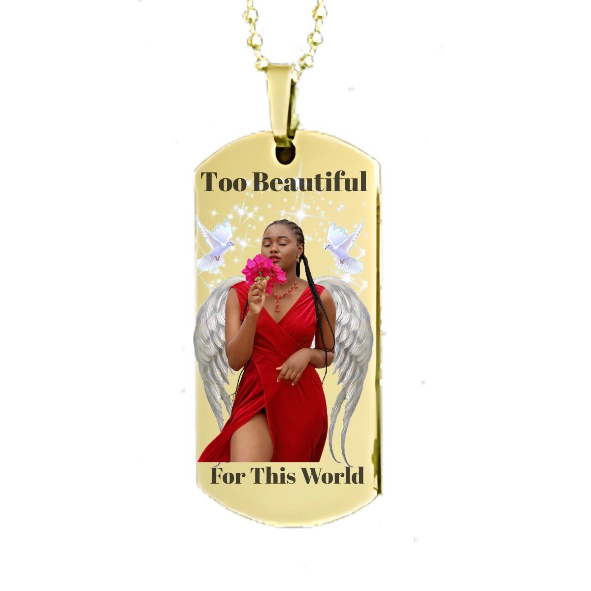 Gold Dog Tag Memorial Necklace Custom Keepsake Pendant