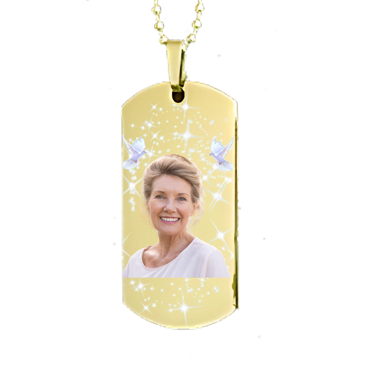 Gold Dog Tag Memorial Necklace Custom Keepsake Pendant