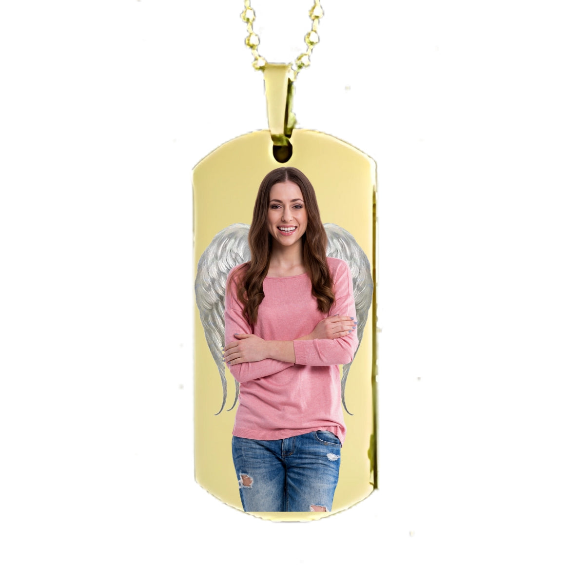 Gold Dog Tag Memorial Necklace Custom Keepsake Pendant