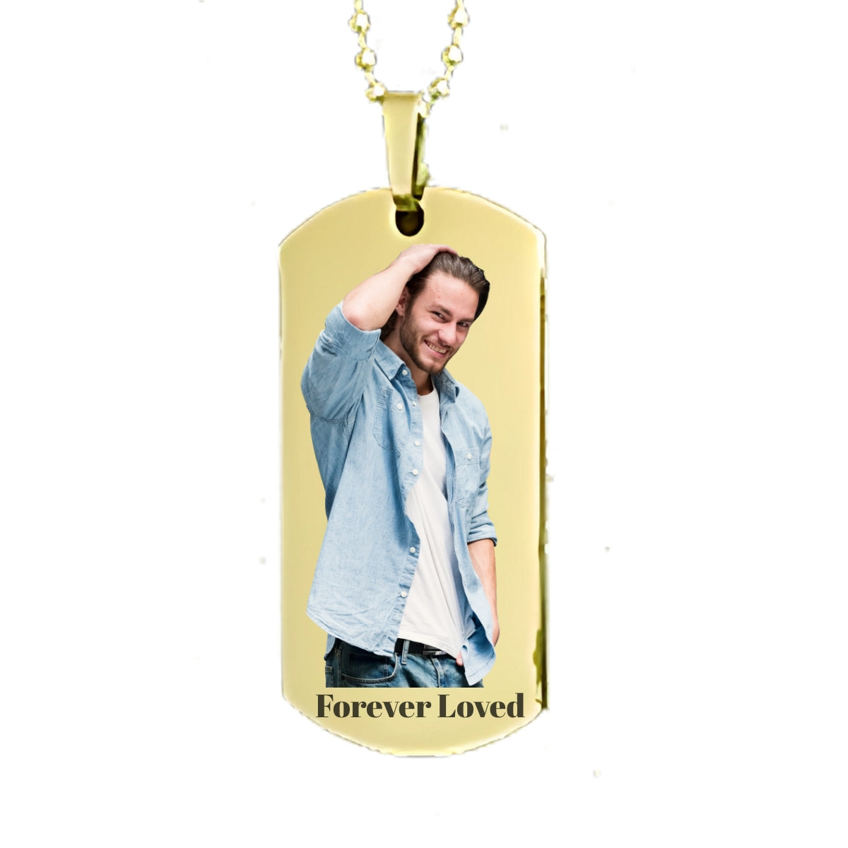 Gold Dog Tag Memorial Necklace Custom Keepsake Pendant