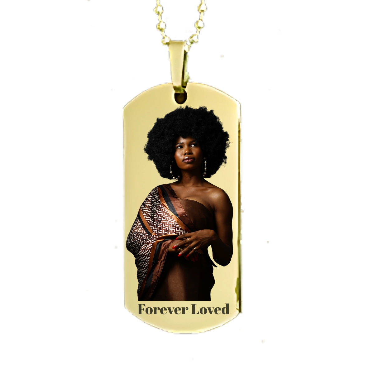 Gold Dog Tag Memorial Necklace Custom Keepsake Pendant