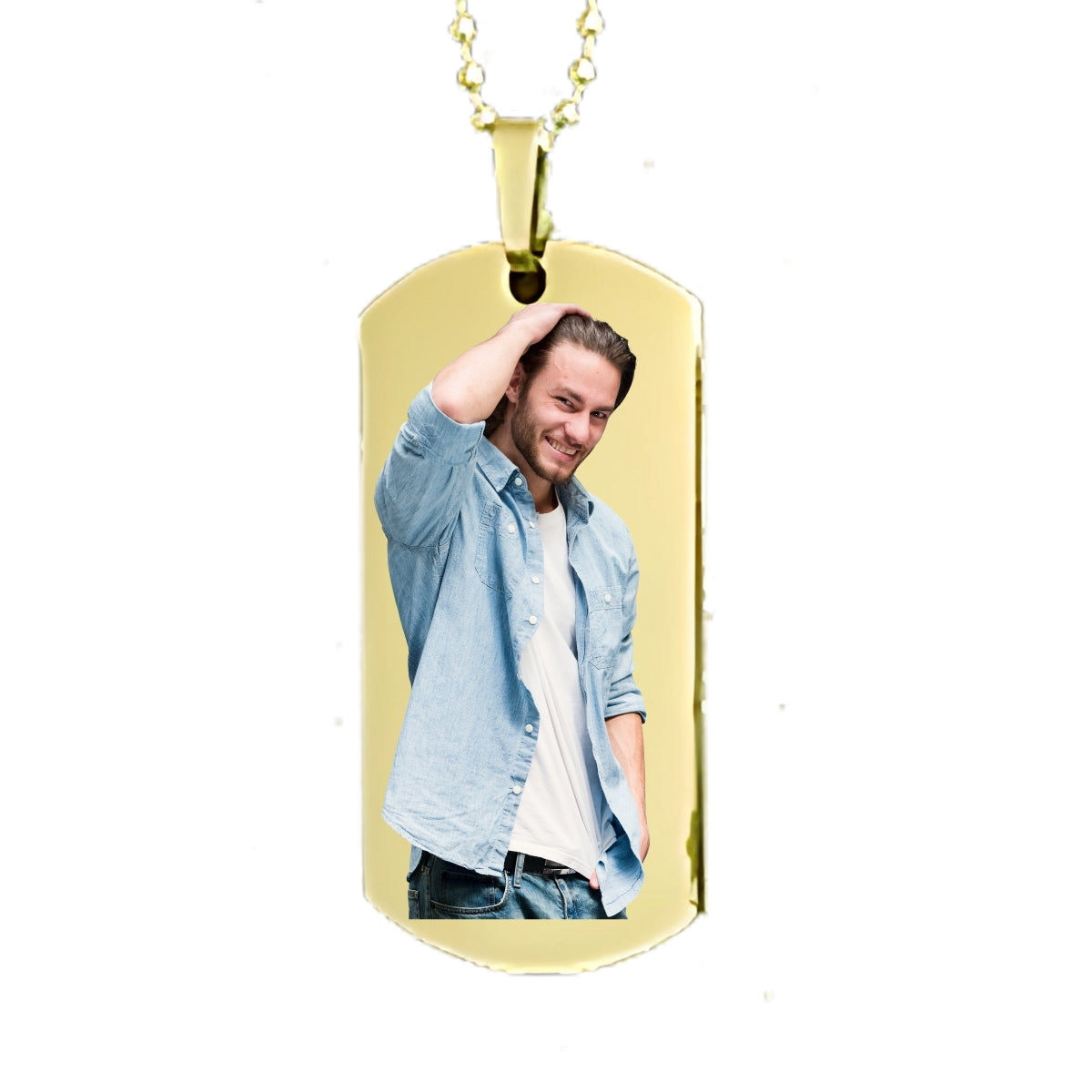 Gold Dog Tag Memorial Necklace Custom Keepsake Pendant