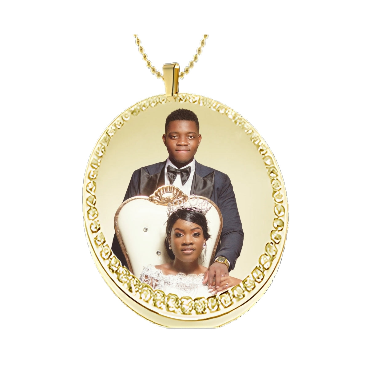 Gold Circle Pendant Custom Photo Necklace
