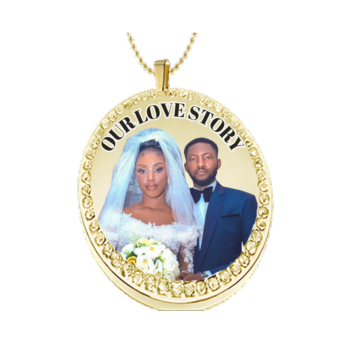 Gold Circle Pendant Custom Photo Necklace