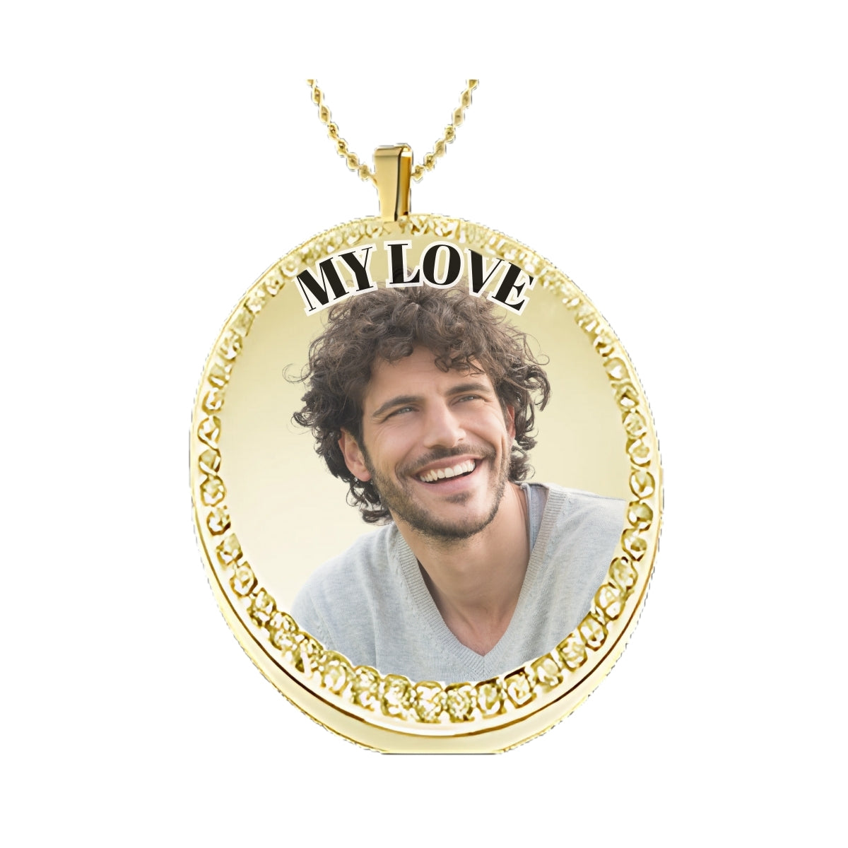 Gold Circle Pendant Custom Photo Necklace