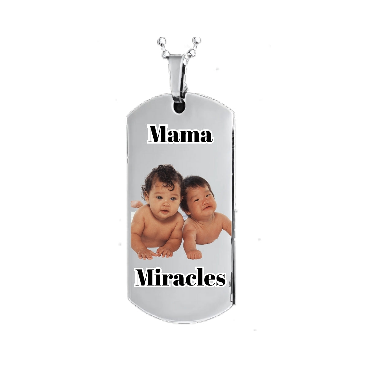 Silver Dog Tag Pendant Custom Photo Necklace