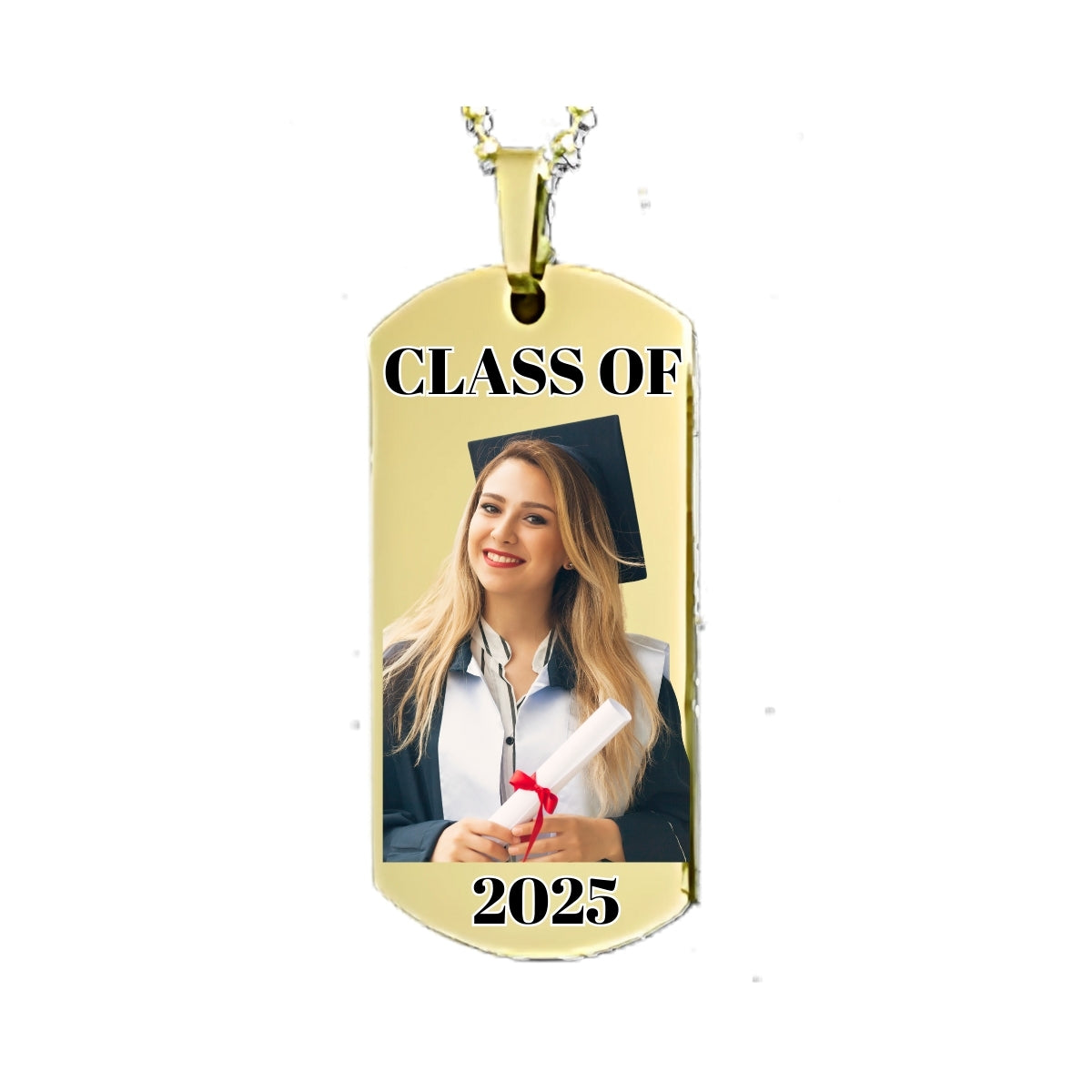 Gold Dog Tag Pendant Custom Photo Necklace