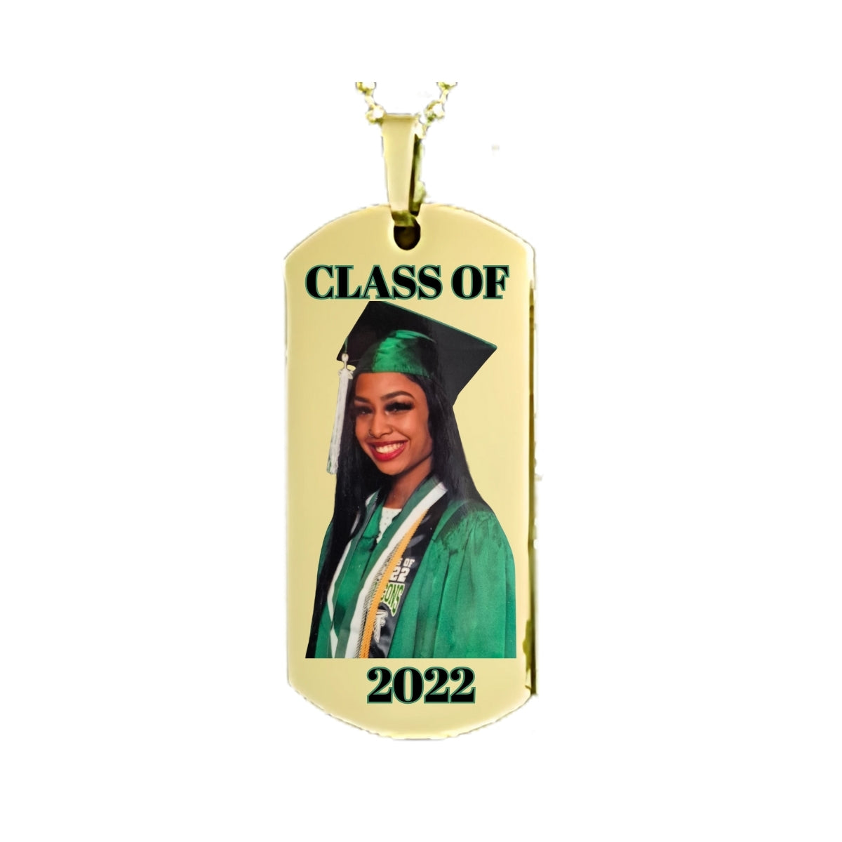 Gold Dog Tag Pendant Custom Photo Necklace