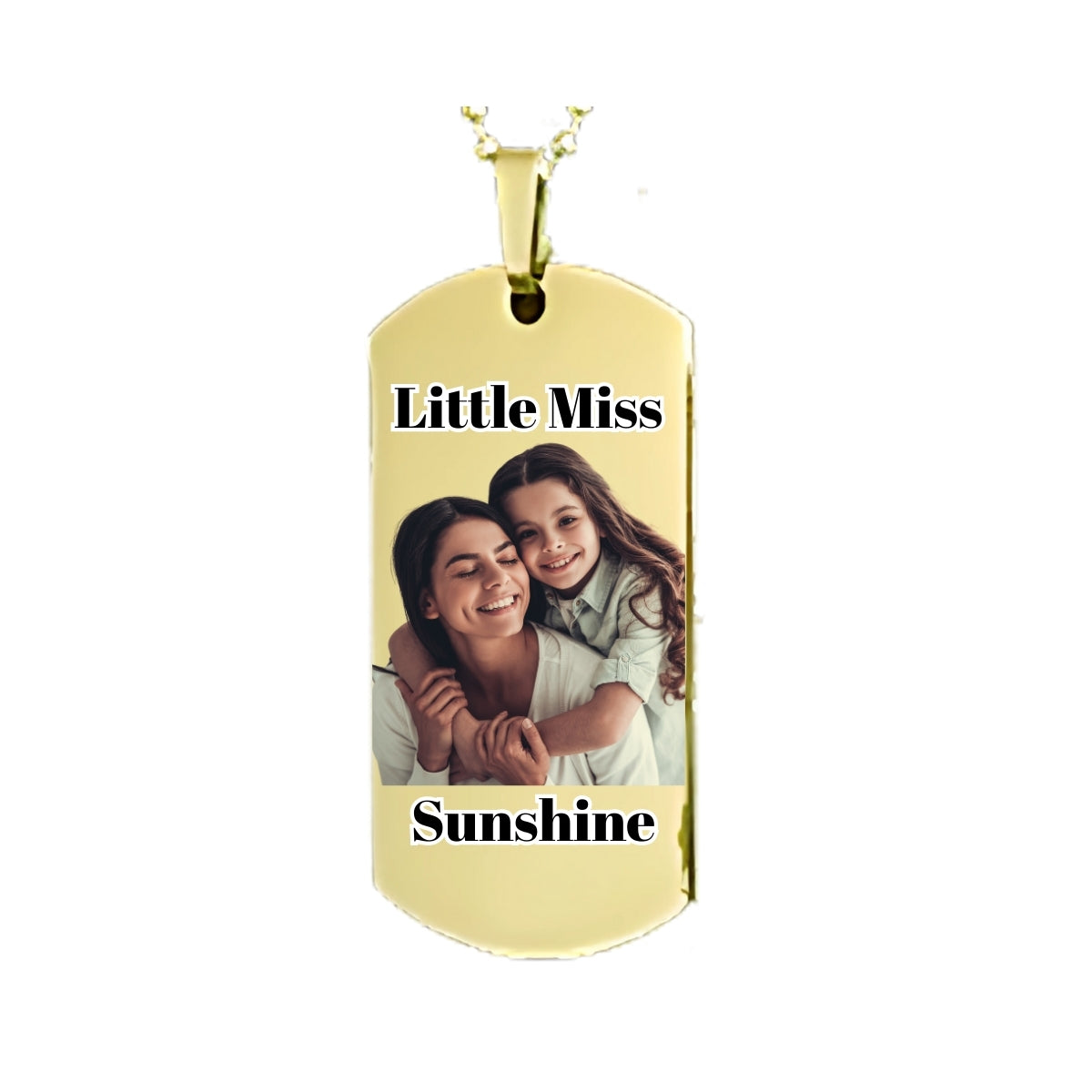 Gold Dog Tag Pendant Custom Photo Necklace