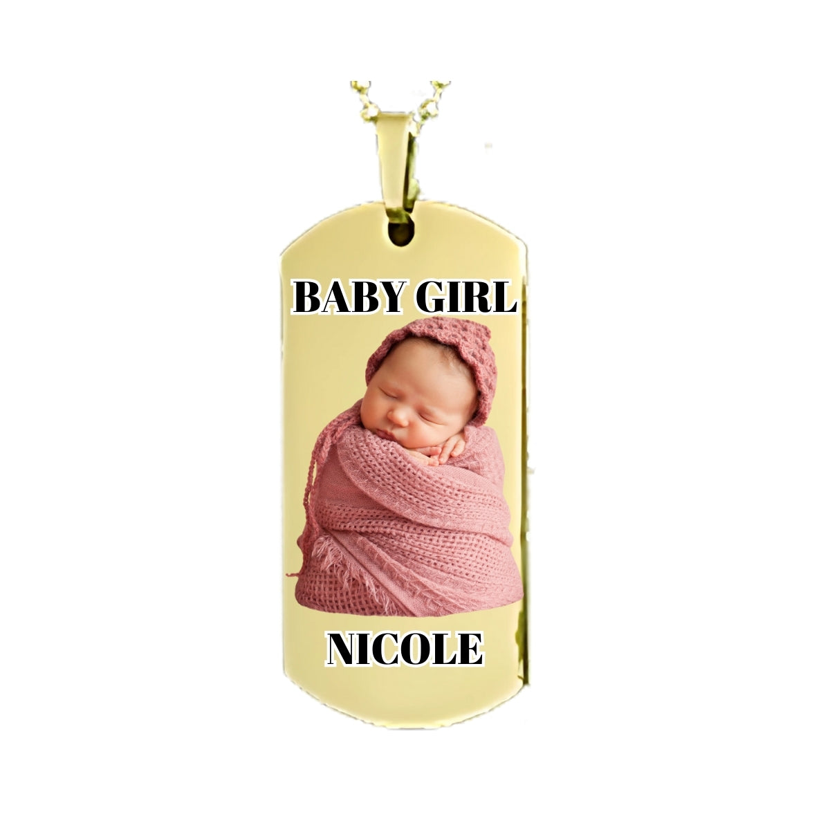 Gold Dog Tag Pendant Custom Photo Necklace