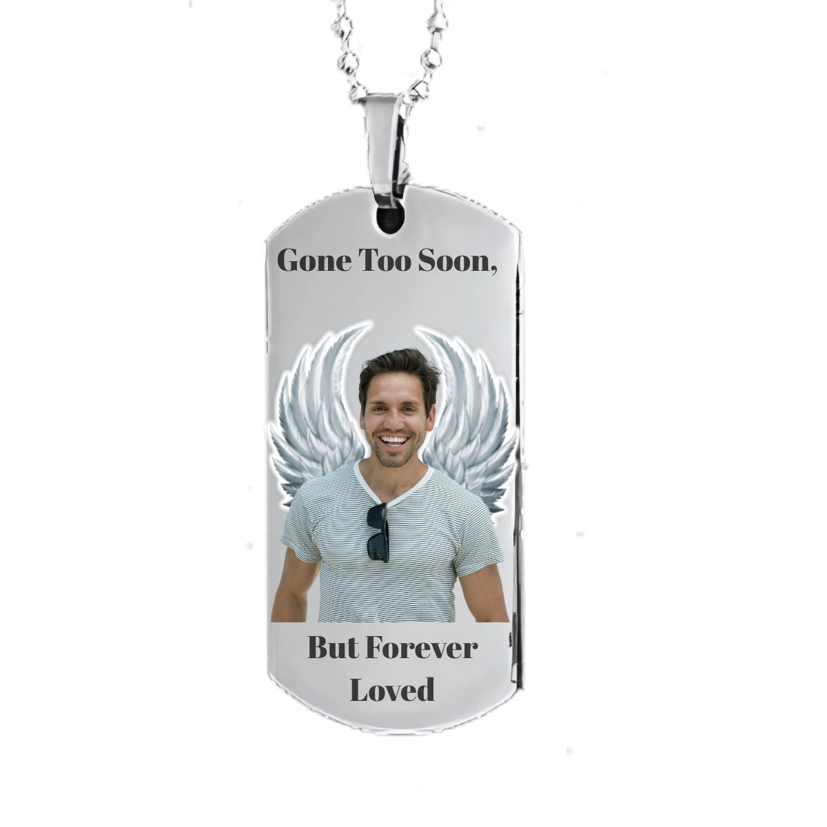 Silver Dog Tag Memorial Necklace Custom Keepsake Pendant