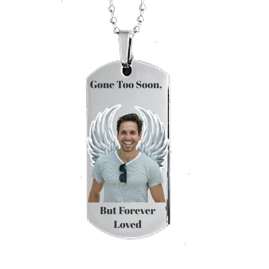 Silver Dog Tag Memorial Necklace Custom Keepsake Pendant
