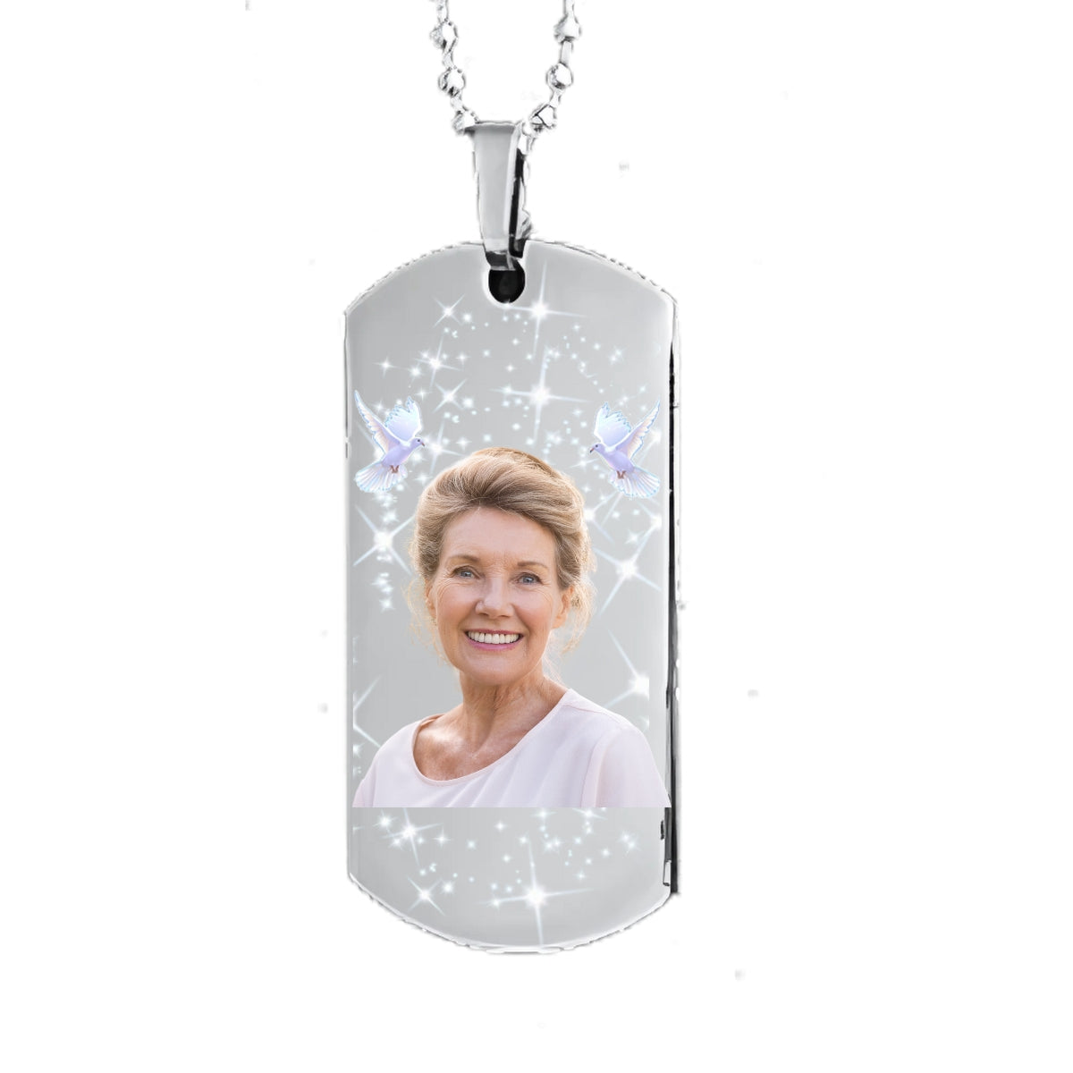 Silver Dog Tag Memorial Necklace Custom Keepsake Pendant