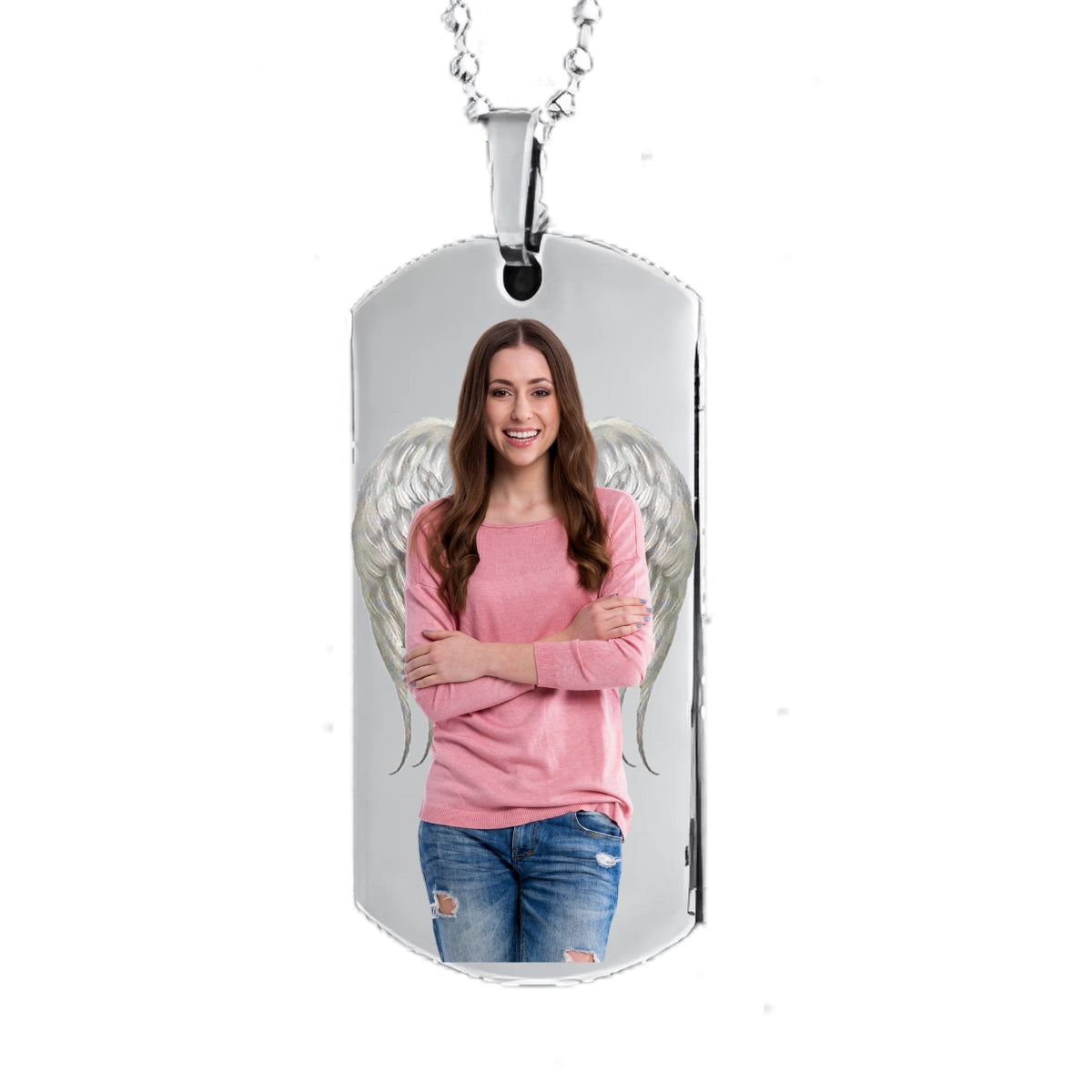 Silver Dog Tag Memorial Necklace Custom Keepsake Pendant