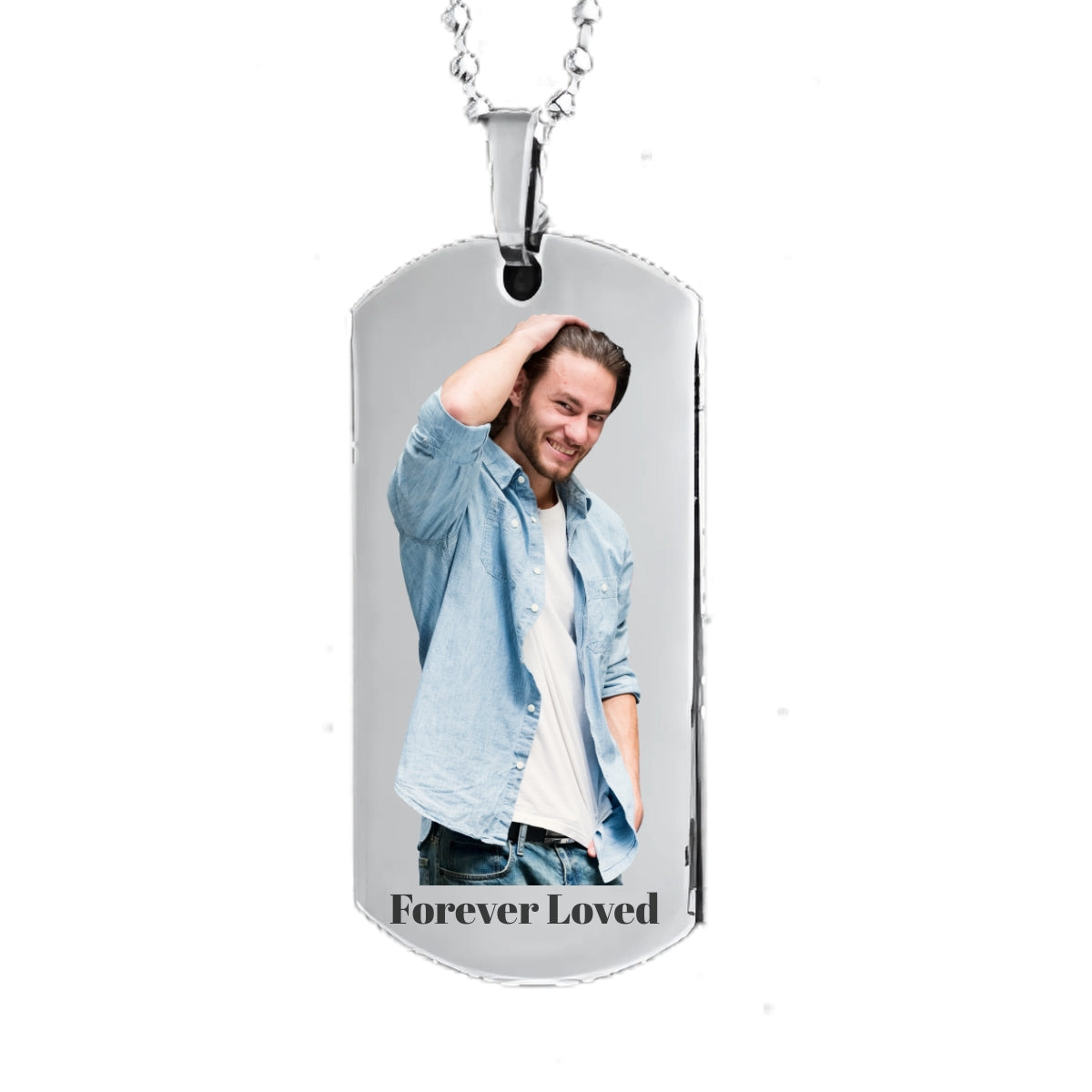 Silver Dog Tag Memorial Necklace Custom Keepsake Pendant
