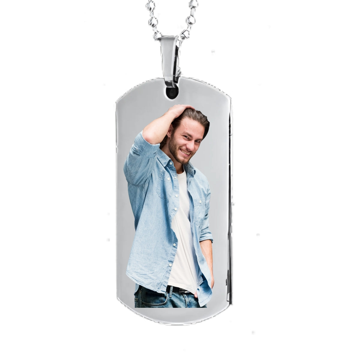 Silver Dog Tag Memorial Necklace Custom Keepsake Pendant