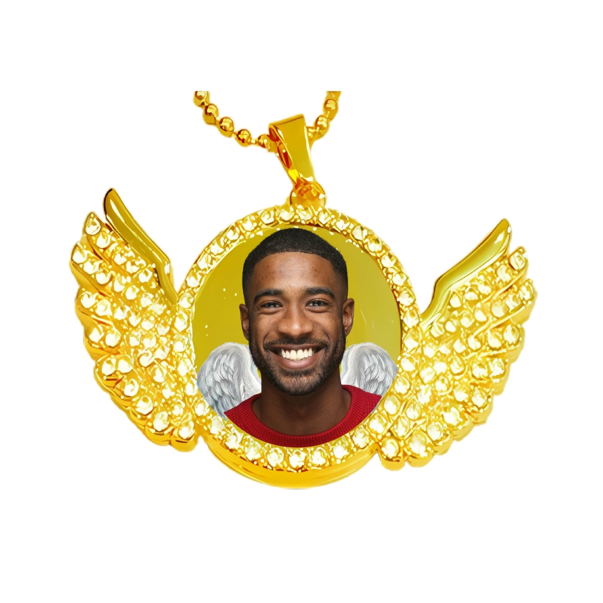 Gold Angel Wing Memorial Pendant Necklace Custom with angel wings