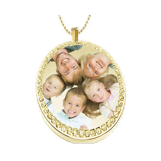 Gold Circle Pendant Custom Photo Necklace Family