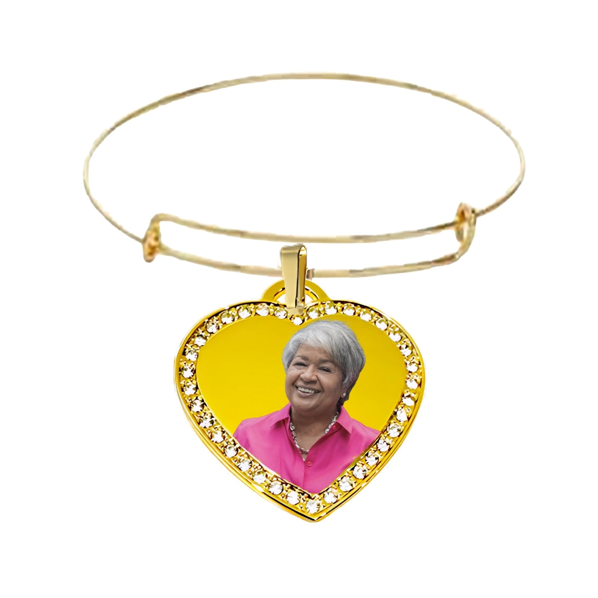 Photo Gold Small Heart Pendant Bracelet With Crystal Border grandma picture