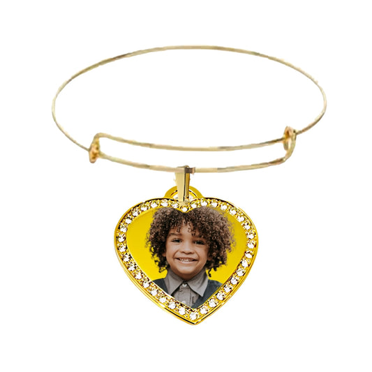 Photo Gold Small Heart Pendant Bracelet With Crystal Border boy picture prodcuct