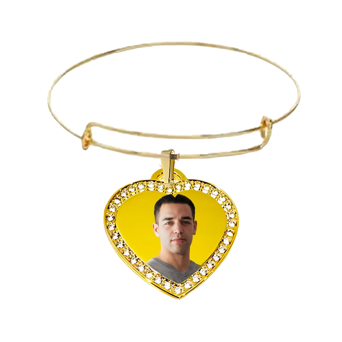 Photo Gold Small Heart Pendant Bracelet With Crystal Border Man Picture