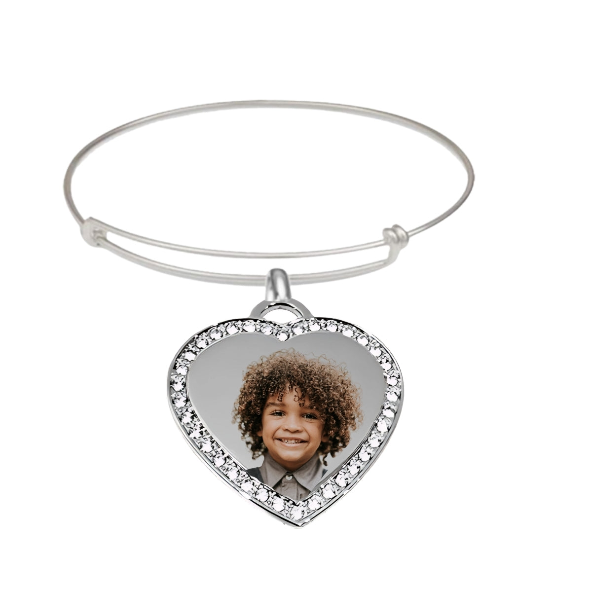Photo Silver Small Heart Pendant Bracelet With Crystal Border Product  Pic 1