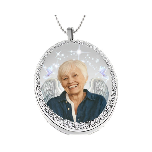 Silver Circle Memorial Pendant Necklace with both designs