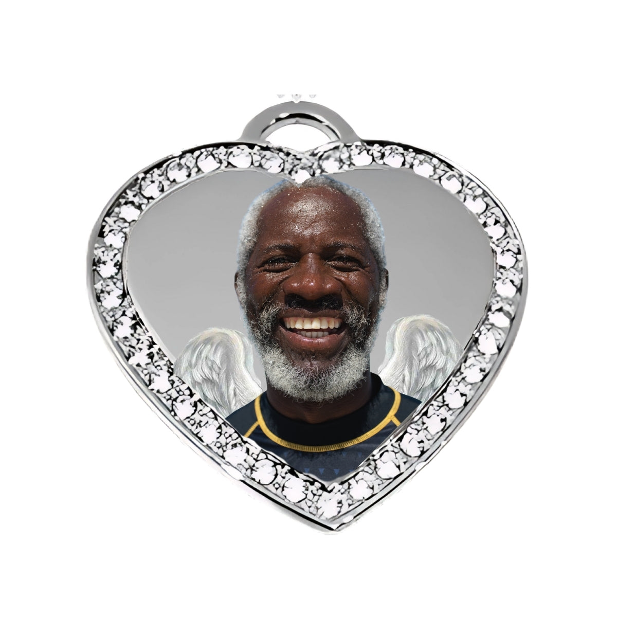 Silver Large Heart Memorial Necklace Custom Pendant with angel wings