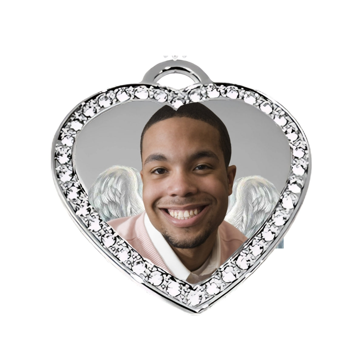 memorial Silver small heart with angel wings