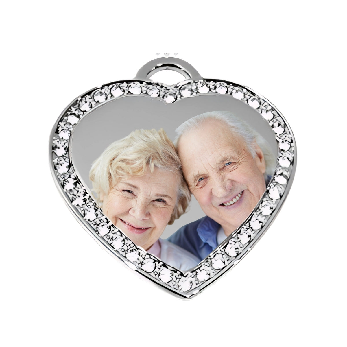 Silver Large Heart Memorial Necklace Custom Pendant with Crystals