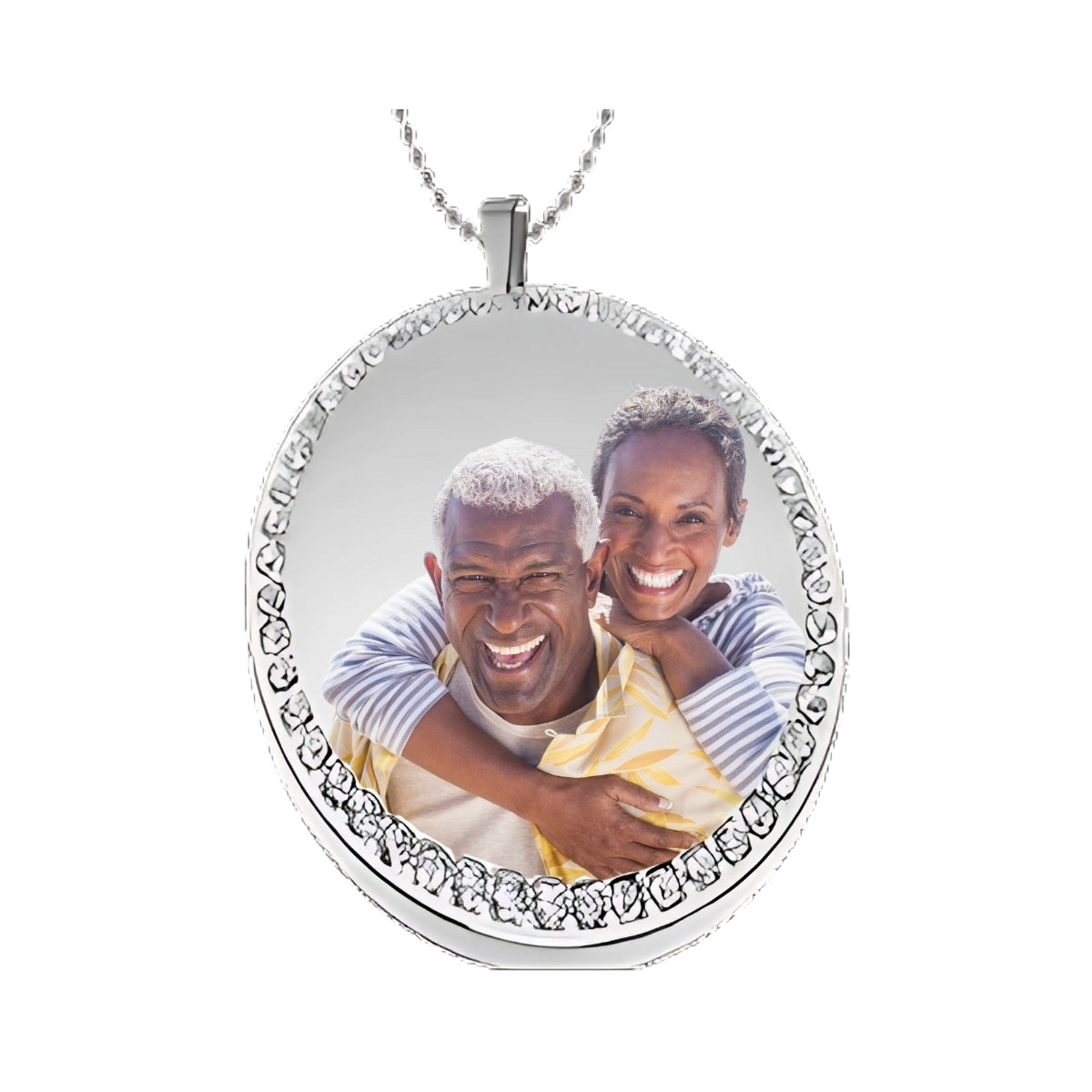 Silver Circle Memorial Necklace  Custom Photo Pendant with Crystals