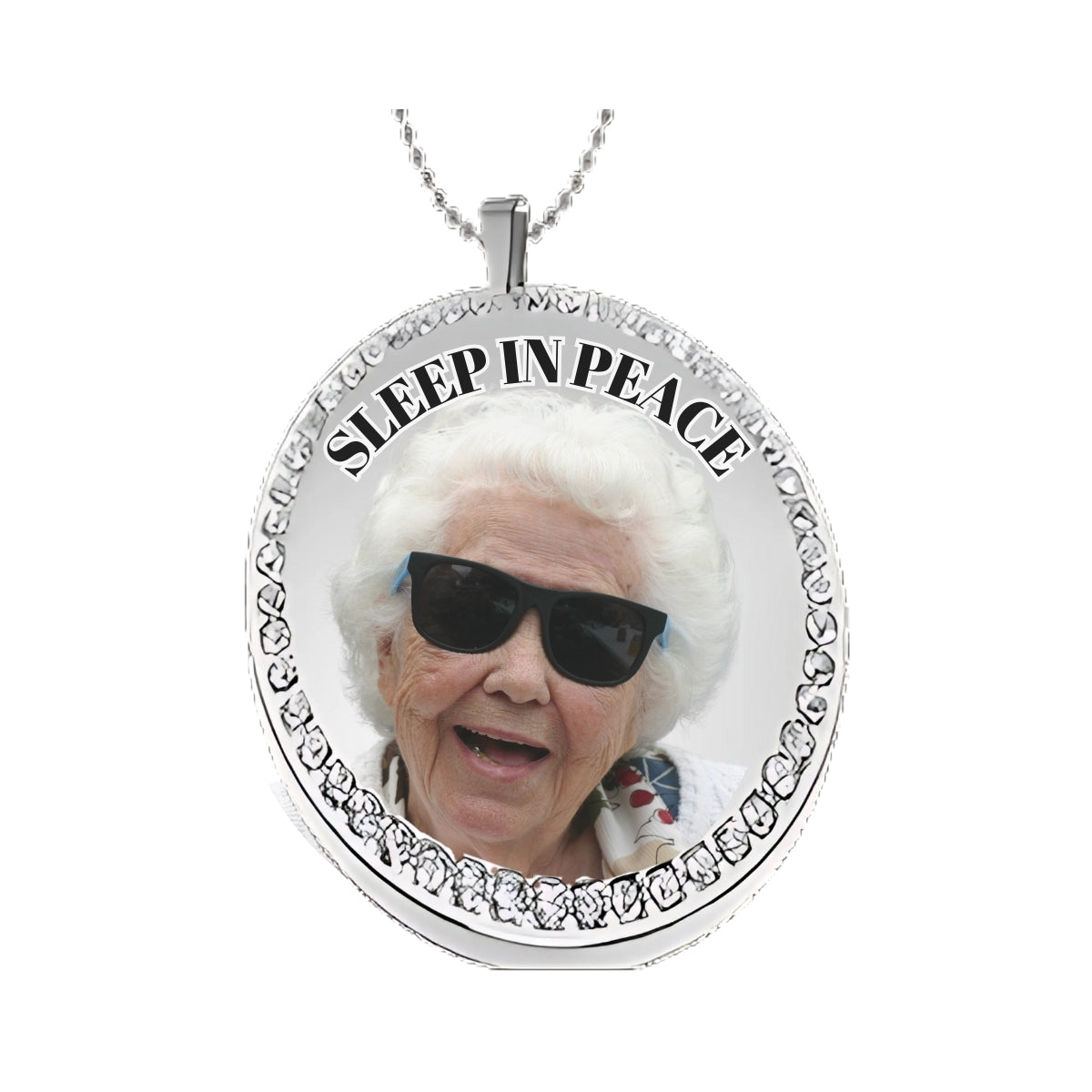 Silver Circle Memorial Necklace  Custom Photo Pendant with Crystals
